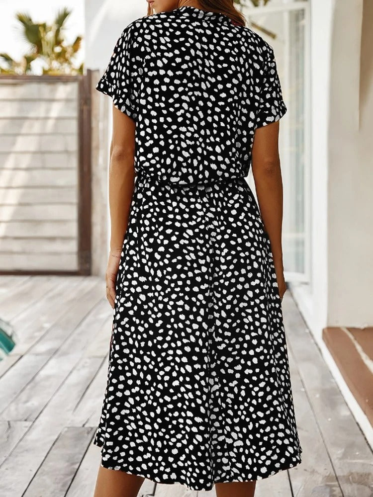 Elowen Printed Midi Dress for Women Lightweight Summer Casual Dress