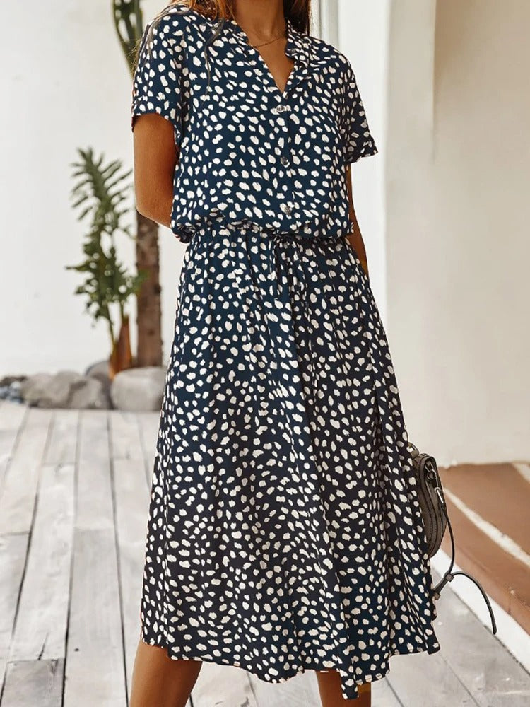 Elowen Printed Midi Dress for Women Lightweight Summer Casual Dress