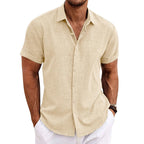 Ashbourne Cotton Linen Short Sleeve Shirt for Men Smart Casual Fit