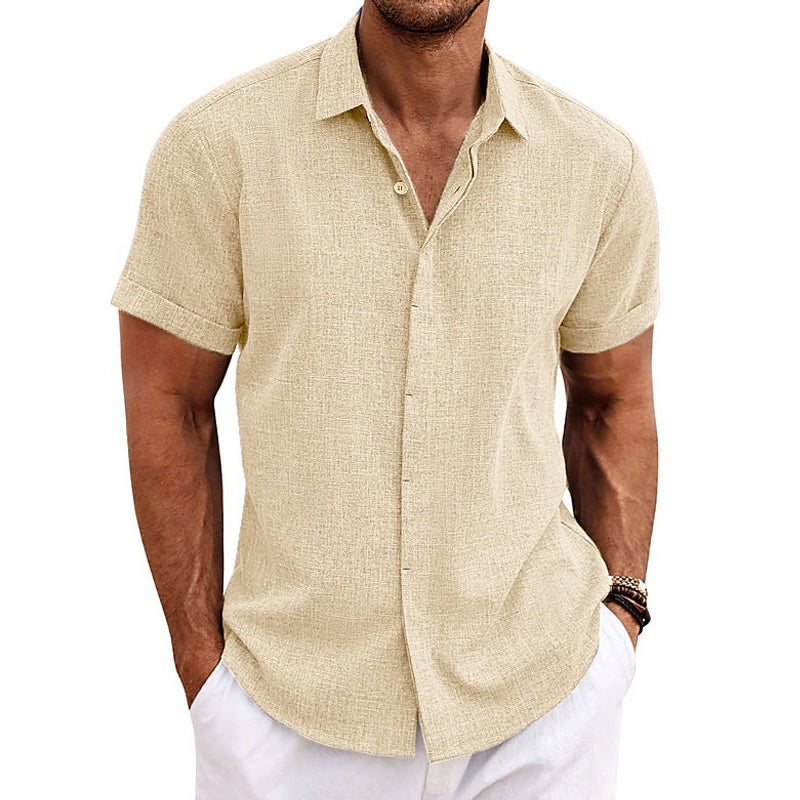 Ashbourne Cotton Linen Short Sleeve Shirt for Men Smart Casual Fit