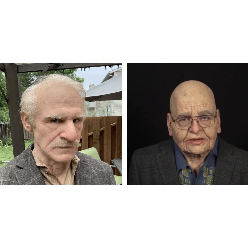 Articulated Senior Character Latex Mask with Moving Jaw