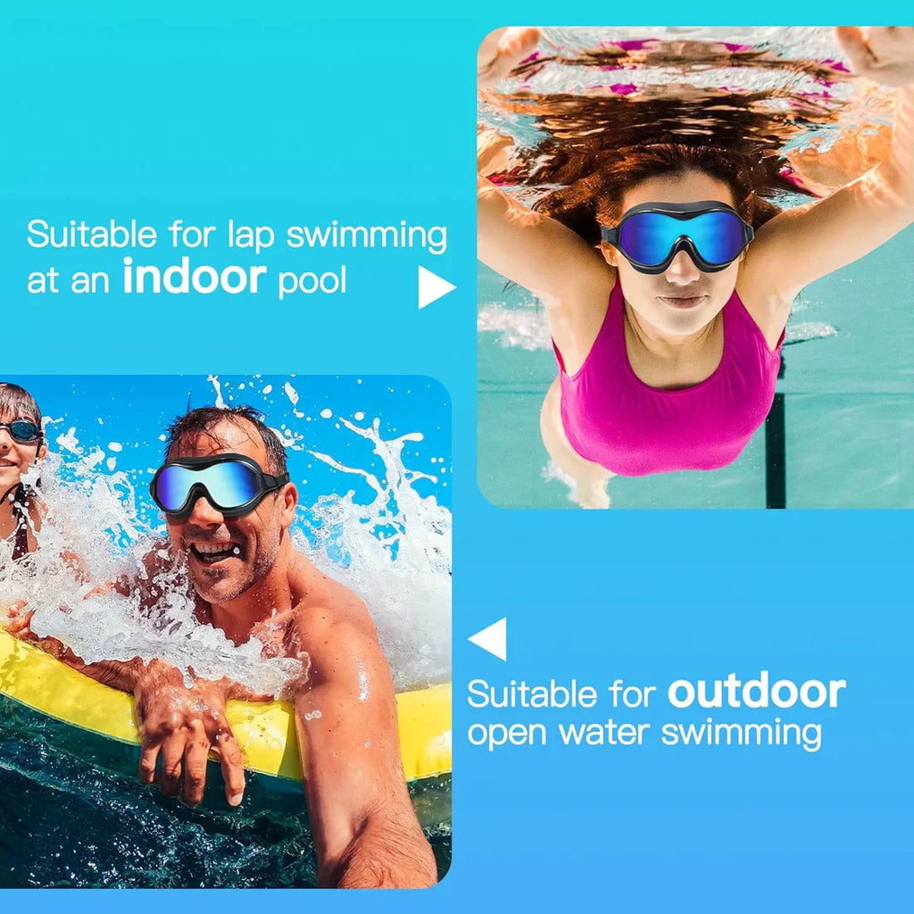 AquaVista Wide View Swim Goggles | Anti-Fog UV Protection Adult Goggles