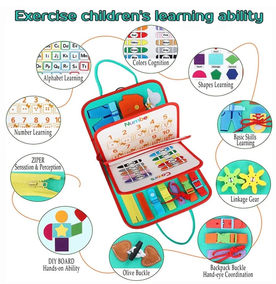 BusyTrail Toddler Activity Travel Bag with Educational Learning Toys