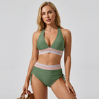 Mariselle Colour Block High Waisted Bikini Set for Women Swimwear