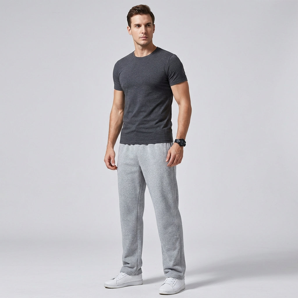 Men's Wide Leg Jogging Trousers with Drawstring Waist