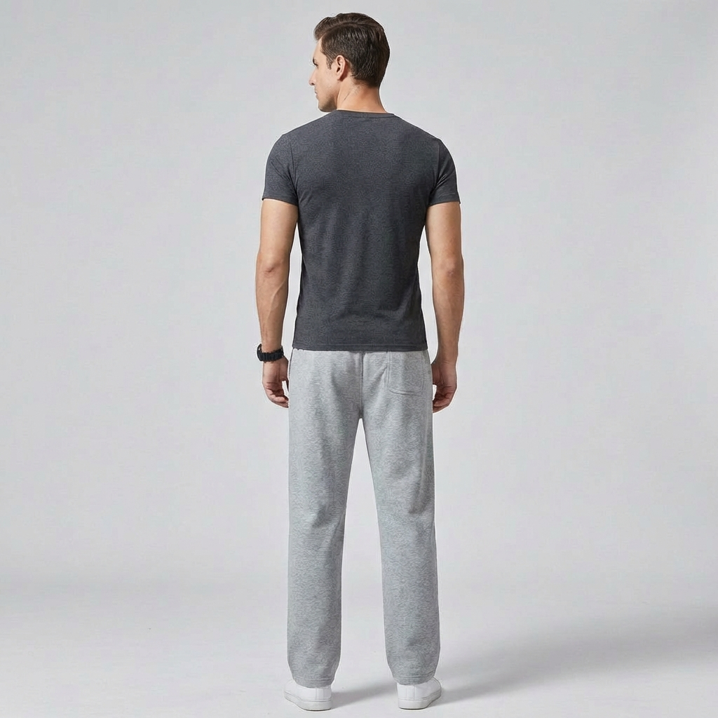 Men's Wide Leg Jogging Trousers with Drawstring Waist