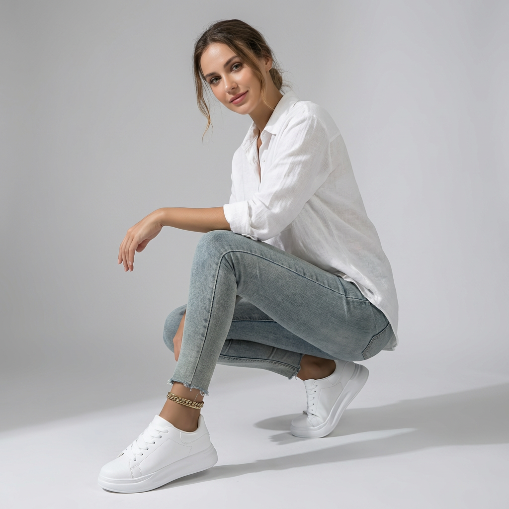 Avelis Comfort Walk Trainers for Women White Lightweight Casual Shoes