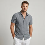 Ashbourne Cotton Linen Short Sleeve Shirt for Men Smart Casual Fit