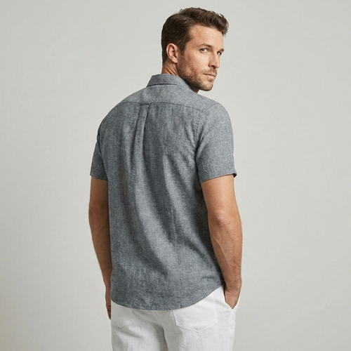 Ashbourne Cotton Linen Short Sleeve Shirt for Men Smart Casual Fit