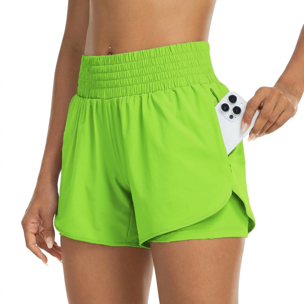 FlexAura High Waisted Double Layer Women's Training Shorts
