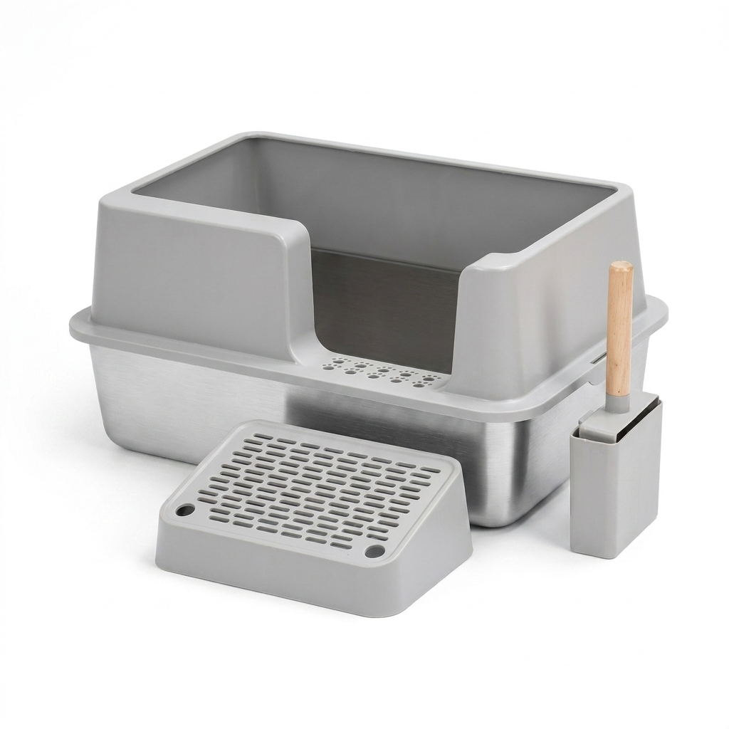 SteelHaven Stainless Steel Covered Cat Litter Box Large Indoor Toilet