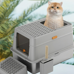 SteelHaven Stainless Steel Covered Cat Litter Box Large Indoor Toilet