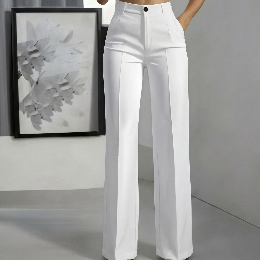 LineaPure Women's White Minimalist Trousers