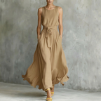 Elowen Lace Up Waist Dress for Women Sleeveless Summer Midi Dress
