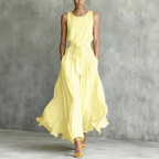 Elowen Lace Up Waist Dress for Women Sleeveless Summer Midi Dress