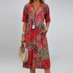 Lacehaven Women's V-Neck Lace Dress with Short Sleeves