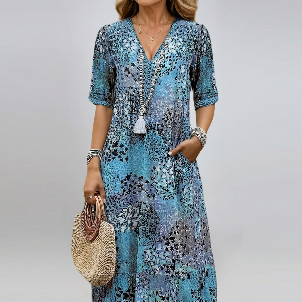 Lacehaven Women's V-Neck Lace Dress with Short Sleeves