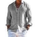 CoastLoom Men's Long Sleeve Beach Shirt with Lapel Collar