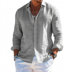 CoastLoom Men's Long Sleeve Beach Shirt with Lapel Collar