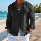 CoastLoom Men's Long Sleeve Beach Shirt with Lapel Collar