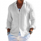 CoastLoom Men's Long Sleeve Beach Shirt with Lapel Collar