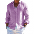 CoastLoom Men's Long Sleeve Beach Shirt with Lapel Collar