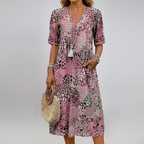 Lacehaven Women's V-Neck Lace Dress with Short Sleeves