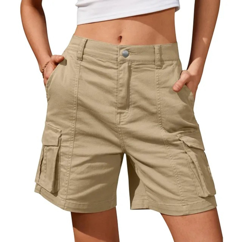 UrbanMuse High Waist Vintage Cargo Shorts with Utility Pockets