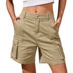 UrbanMuse High Waist Vintage Cargo Shorts with Utility Pockets