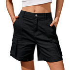 UrbanMuse High Waist Vintage Cargo Shorts with Utility Pockets
