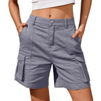 UrbanMuse High Waist Vintage Cargo Shorts with Utility Pockets