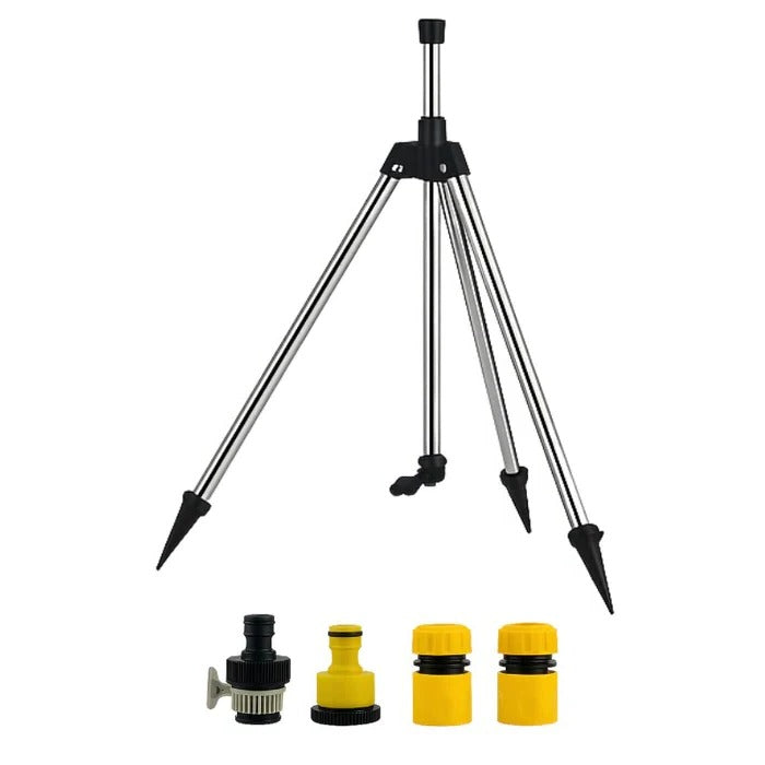 360-Degree Rotating Tripod Garden Sprinkler with Adjustable Coverage