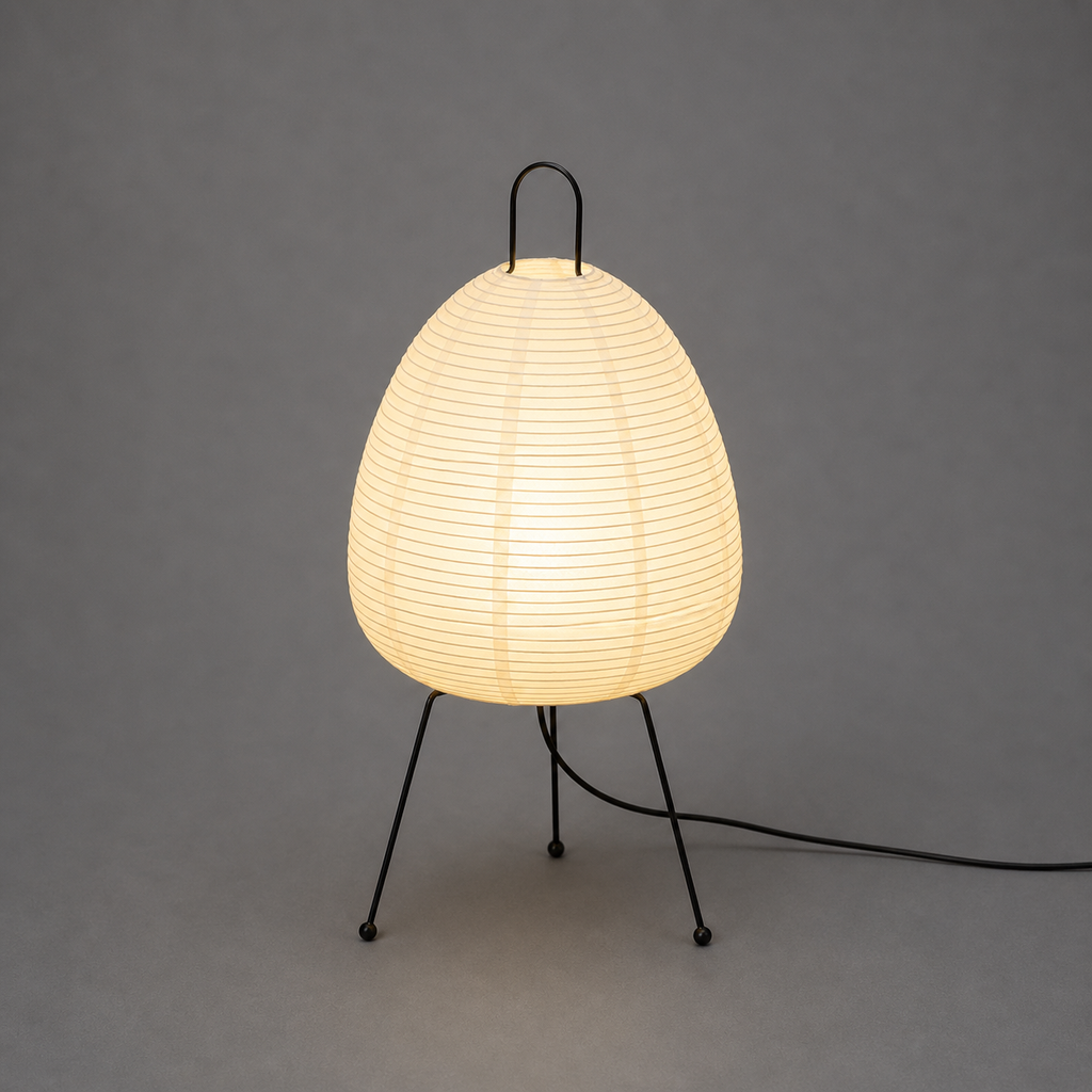 Japandi LED Table Lamp with Rice Paper - Oval Design