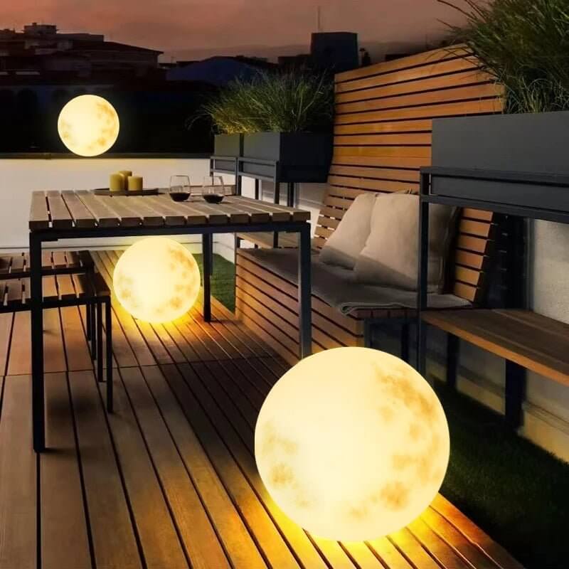 LunaGlow Rechargeable LED Moon Garden Lamp