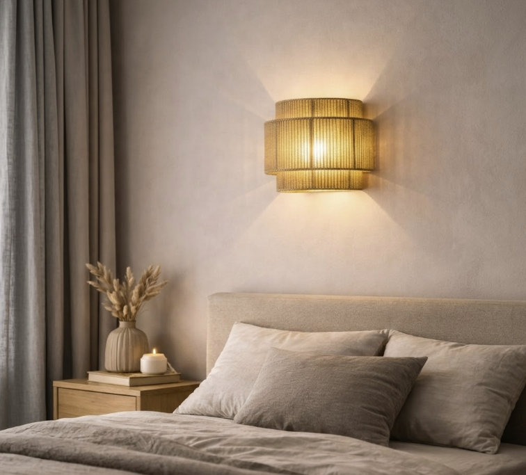 Bohemian Rattan Wall Light