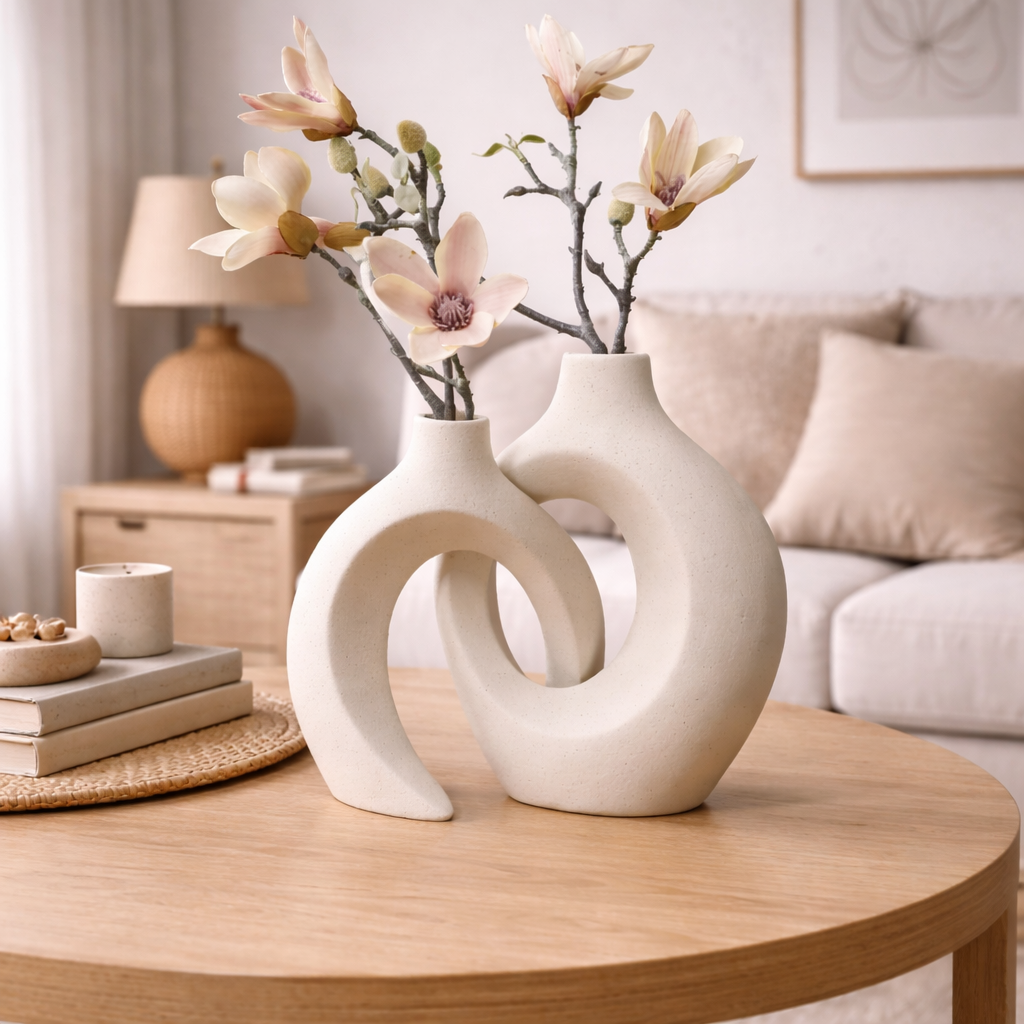 Decorative Ceramic Vase with Woven Design