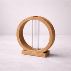 Wooden Frame Vase with Minimalist Glass Tube