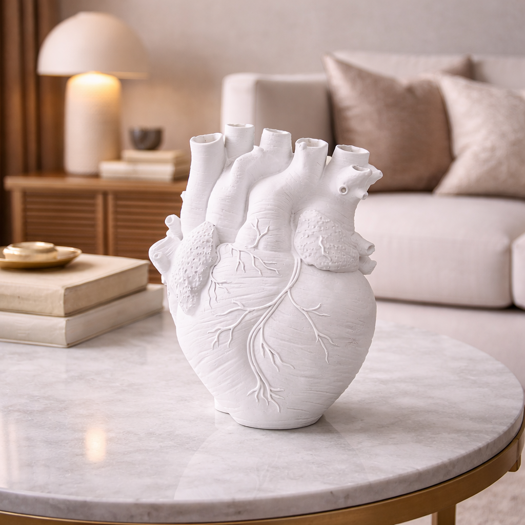 Vase décoratif cœur anatomique en résine