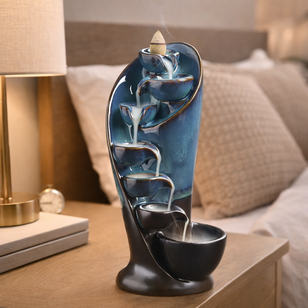 ZenFlamme TranquilTorch Decorative Ceramic Incense Fountain