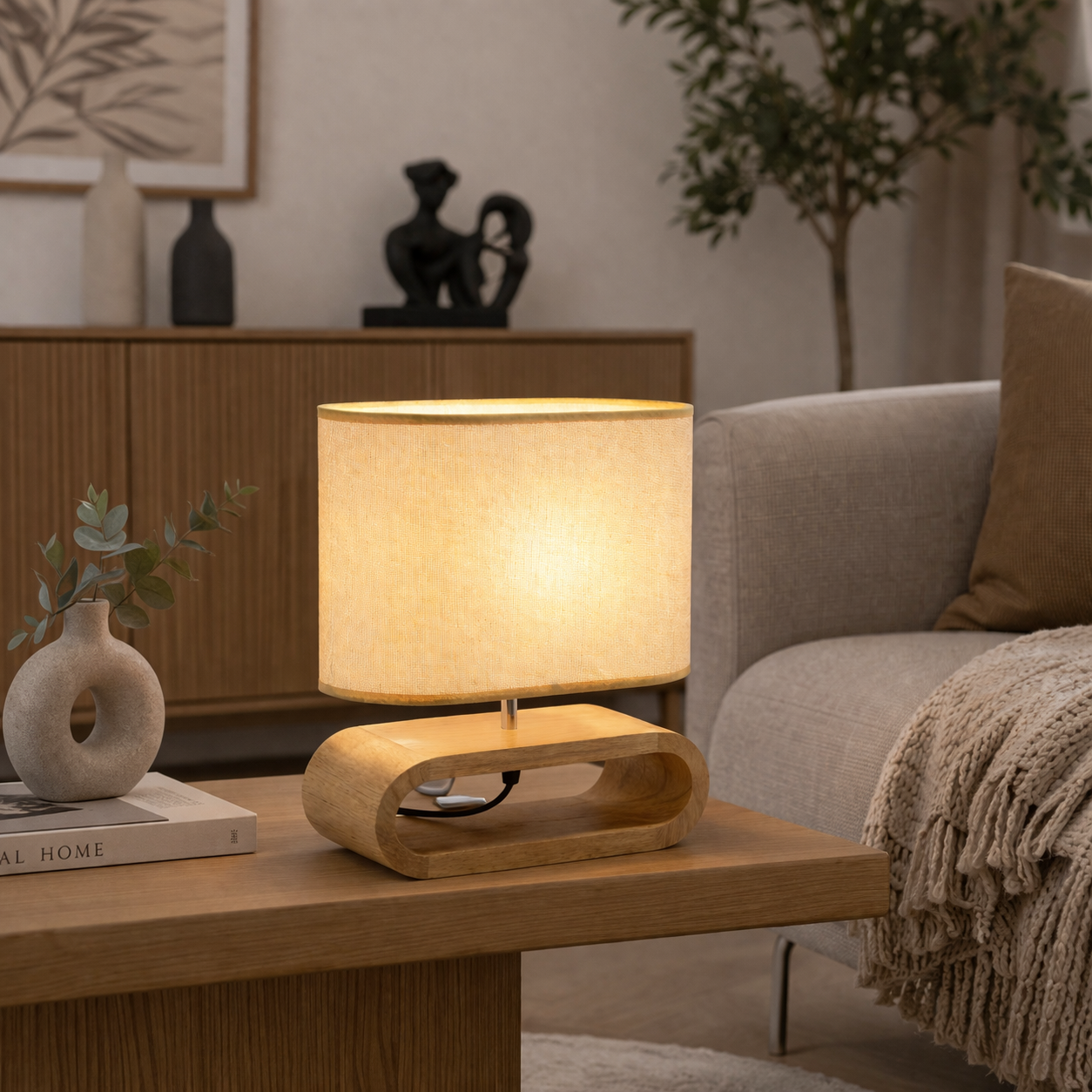 LumiBois ScandiLamp Minimalist Wood Table Lamp