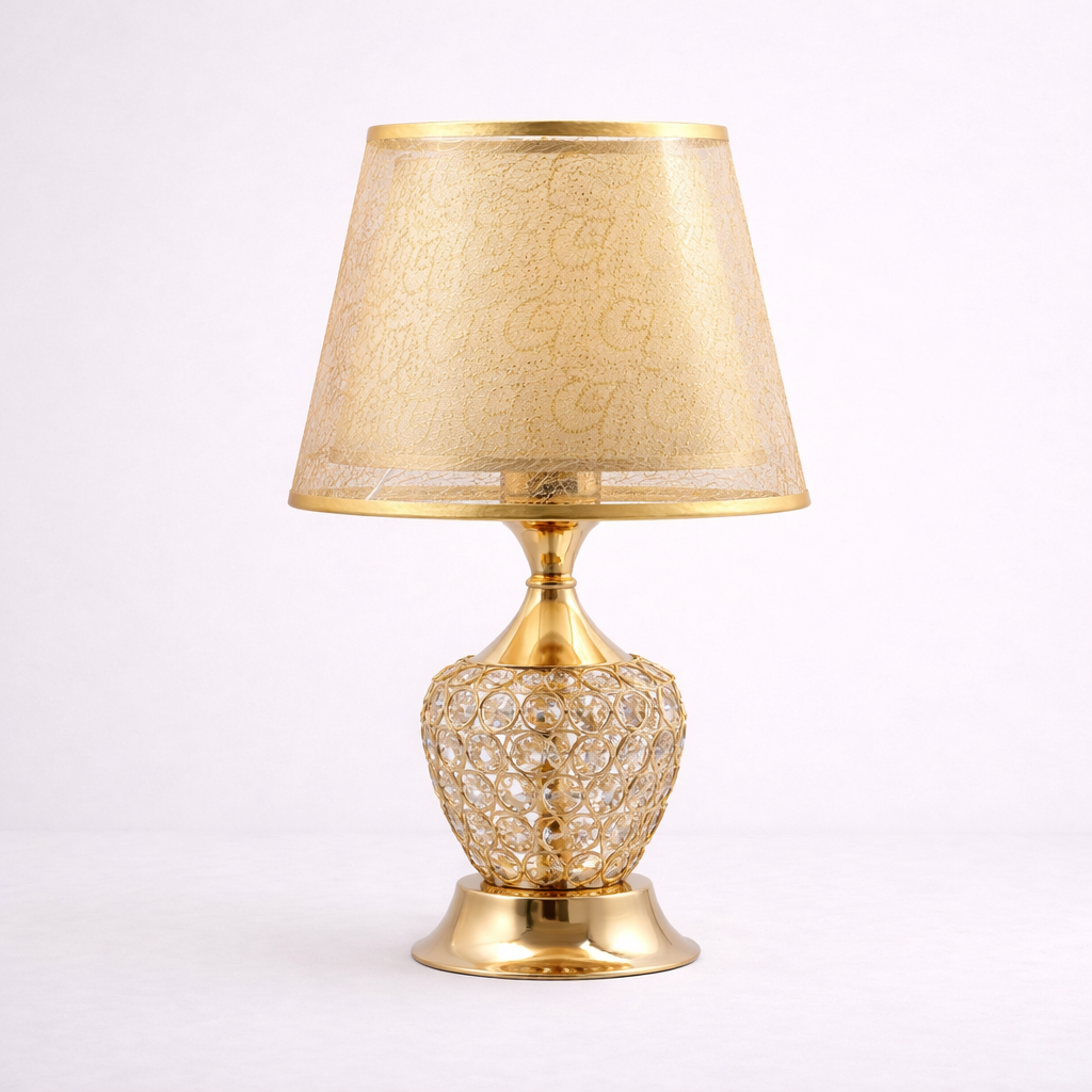 KristalGloed RetroLustre Vintage Table Lamp with Crystals