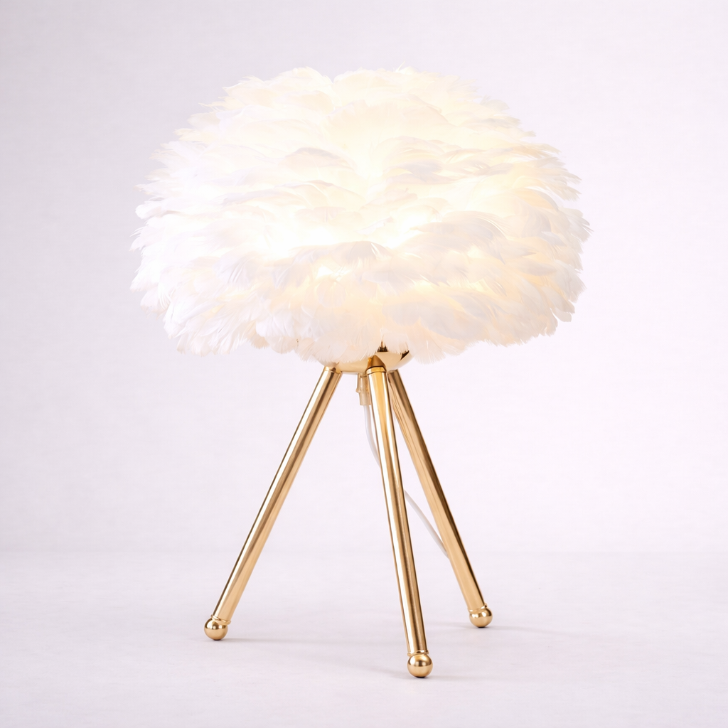 PluimLuxe AvaLumina lampe LED à plumes design élégante
