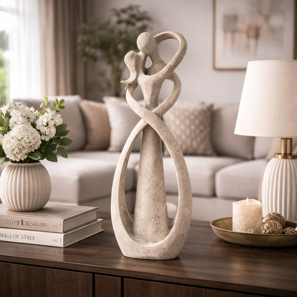 AmourSculpt Étreinte Sereine sculpture décorative romantique