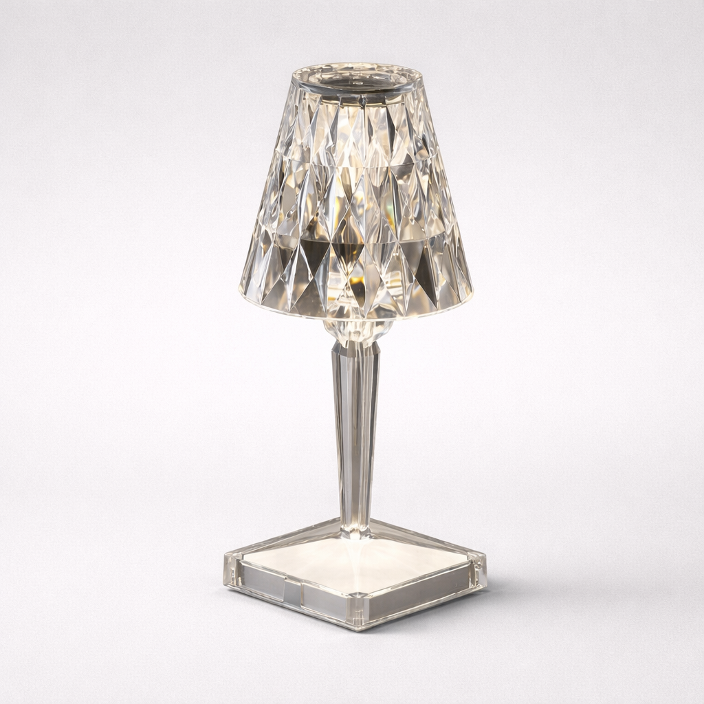 Lampe de table LED rechargeable avec capteur tactile et effet cristal
