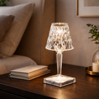 Lampe de table LED rechargeable avec capteur tactile et effet cristal
