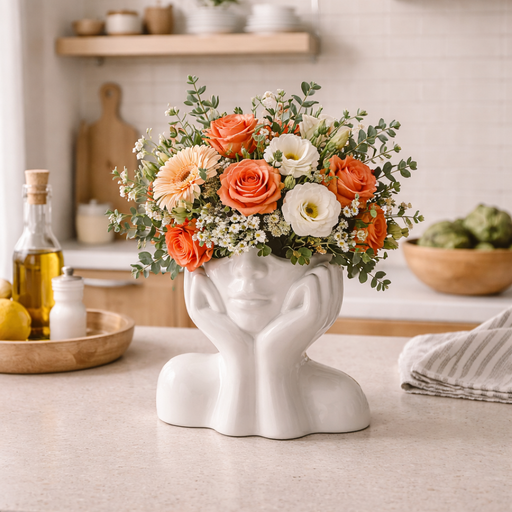 Decorative Ceramic Face Vase