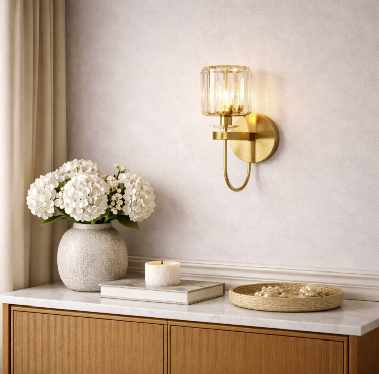 Cylindrical Crystal Wall Light