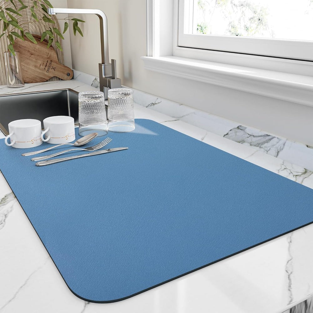 DryNest Water Absorbent Kitchen Drying Mat for Dishes and Glassware