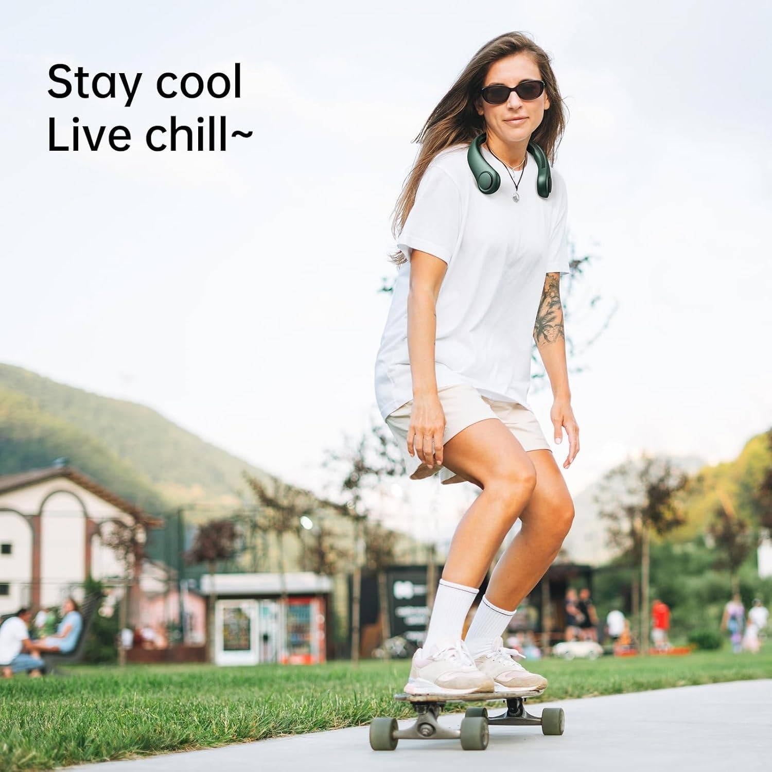 CoolNeck Wearable Air Circulation Fan - Hands Free, 5 Speed Settings