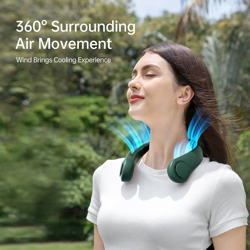 CoolNeck Wearable Air Circulation Fan - Hands Free, 5 Speed Settings